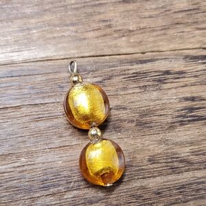 Artisan Hand Blown Amber Glass Butterscotch Disc Pendant P303